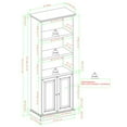 thumbnail image 3 of Classic Beveled Door Hutch Bookcase with 2-Fixed Shelves in Dark Walnut, 3 of 8