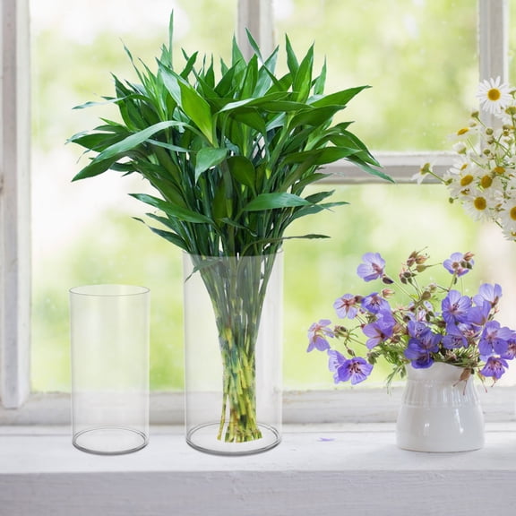 OUNONA Home Vase 2Pcs Transparent PET Floral Display for Bedroom Kitchen