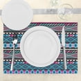 thumbnail image 3 of Ambesonne Ethnic Place Mats Set of 4, Bohem Vintage Shapes, Standard Size, Dark Blue Hot Pink, 3 of 6
