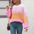 thumbnail image 1 of Blusa Suéter de cuello redondo para mujer, suéter grueso y holgado, traje de vacaciones (Rosa S) Ygjytge Rosa T S para Mujer, 1 of 8