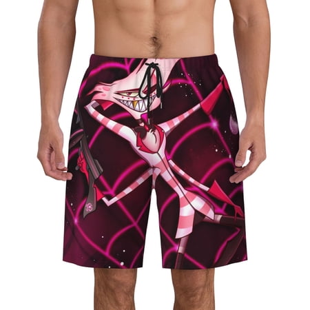 Hazbin Hotel Angel Dust Men's Beach Shorts Swim Trunks Casual Quick Dry Board Shorts Swimwear Pants with Mesh Lined and Pockets