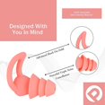 thumbnail image 2 of Tapones para los oídos reutilizables de tres capas con reducción de ruido (rosa), adecuados para dormir, viajar, trabajar y leer 1 par de tapones de silicona suave reutilizables, 2 of 5