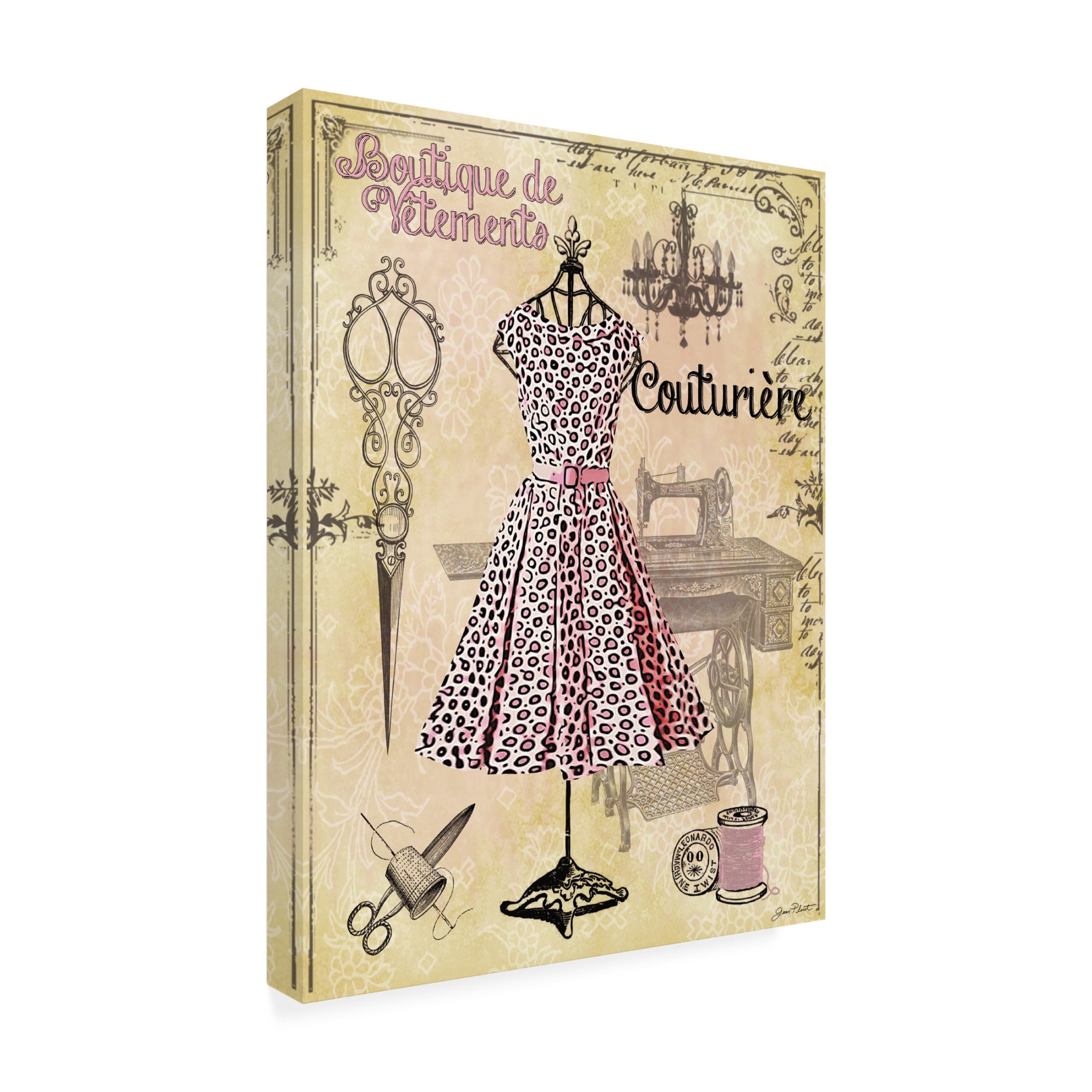 Canvas Wall Art - Jean Plout 'Dress Shop A' Wall Art for Living Room, Bedroom, or Office Décor by Trademark Fine Art - 14 x 19 Inches