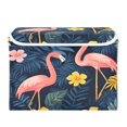 thumbnail image 7 of Yayeee Collapsible Cube Storage Bin with Lid Fabric Closet Decorative Basket with Handles, Floral Flamingo, 7 of 7