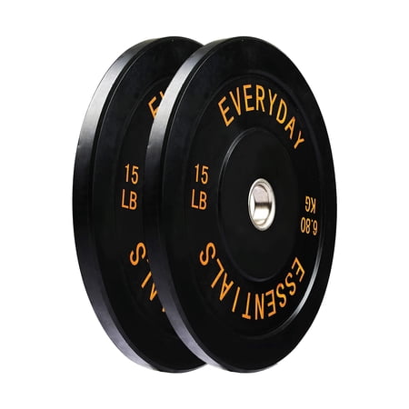 BalanceFrom Everyday Essentials 15 Lb Olympic Weight Plate, Set of 2, Black