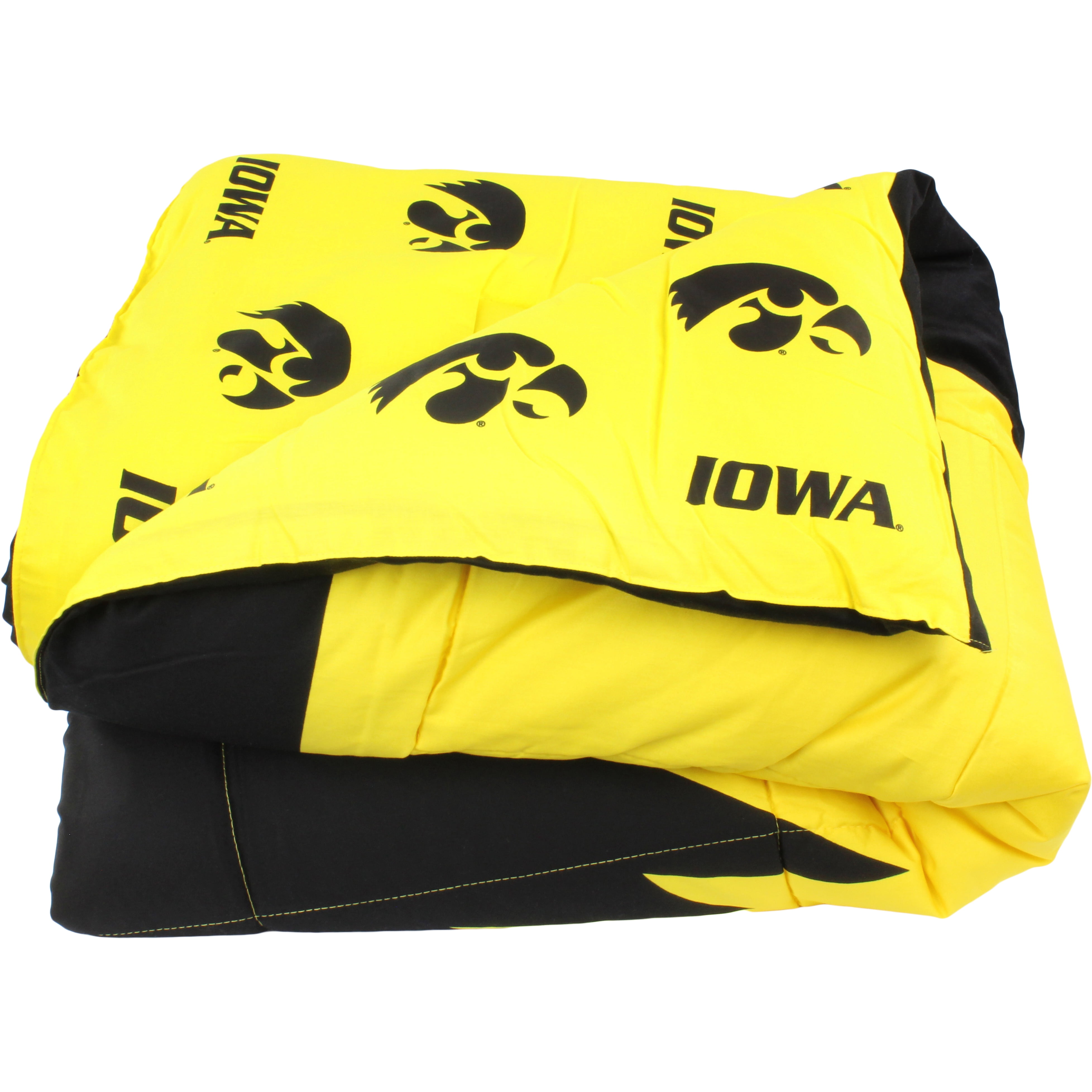 Iowa Hawkeyes 3 Pc Reversible Cotton Comforter Set, 1 Comforter, 2 Shams, King
