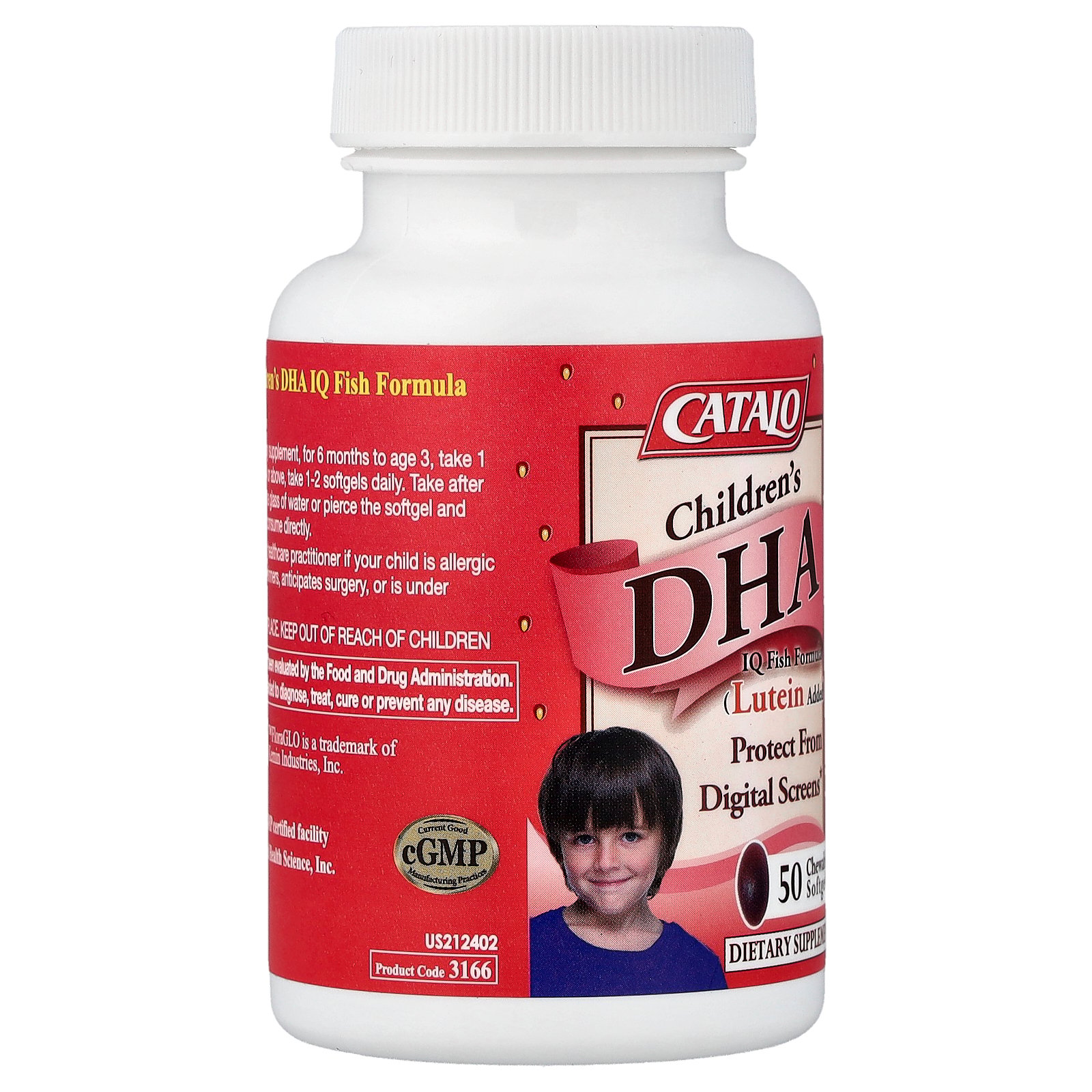 CATALO Children's DHA IQ Fish Formula, Lutein Added, Strawberry, 50 Chewable Softgels