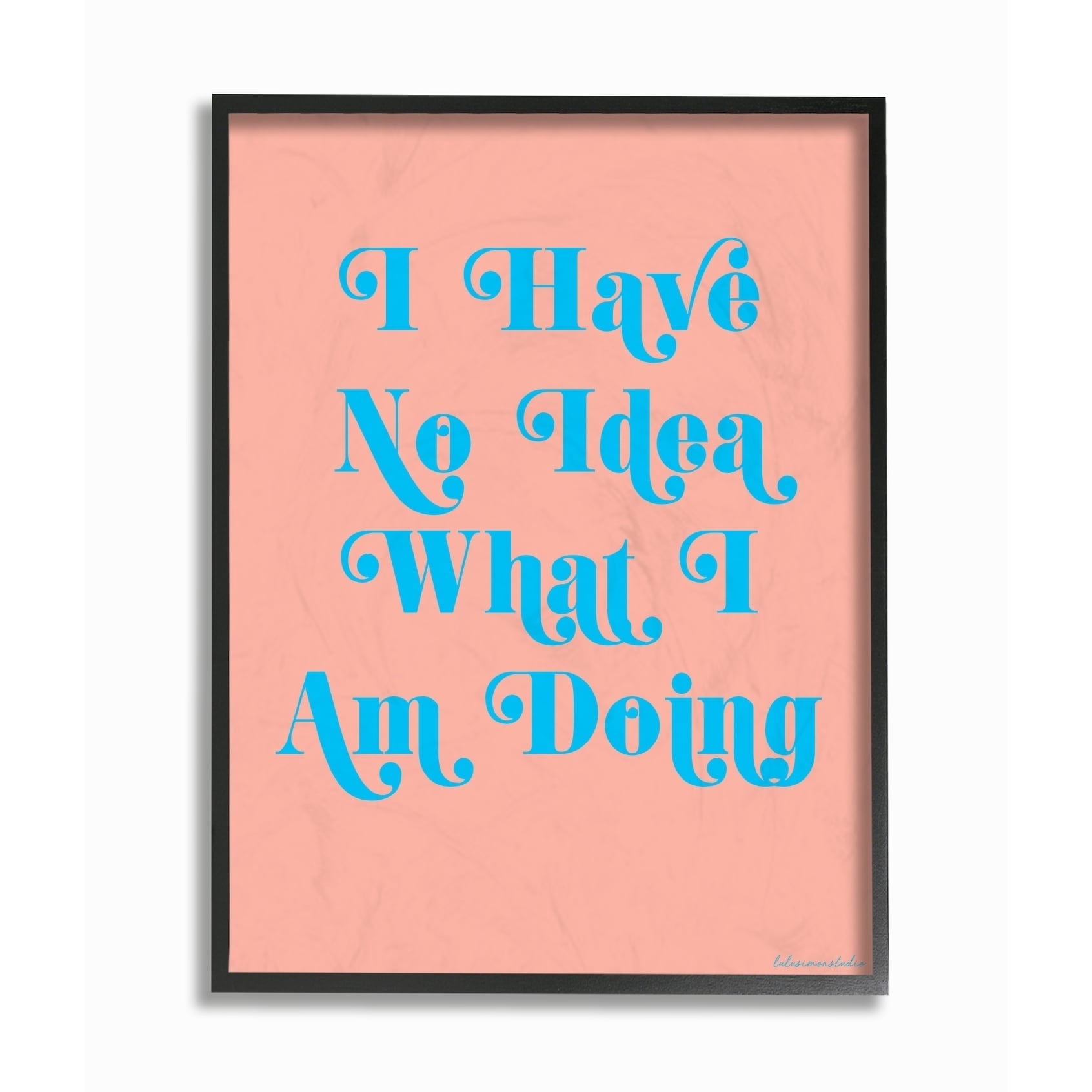 The Stupell Home Decor Collection lulusimonSTUDIO Coral and Blue No Idea What I Am Doing Typography Framed Giclee Texturized Art, 11 x 1.5 x 14