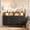 Black, variant on Tzou Modern 6 Drawer Fluted Dresser with LED Lights & Charging Station, Wide Chest with Gold Handles & Open Storage Shelf, White Finish, Bedroom Storage