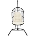 thumbnail image 1 of Patiojoy Modern Rattan Hanging Egg Swing Chair w/Stand Foldable Cushioned Hammock Beige, 1 of 5