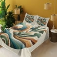 thumbnail image 2 of Ambesonne Monstera Fitted & Top Sheet Set with Sham, Sage Love Boho Mid Century, Teal Amber Olive Green, 2 of 5