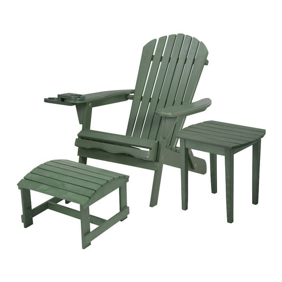 Foldable Adirondack Chair with cup holder Bristro Set with Ottoman