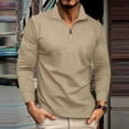thumbnail image 2 of BXINGOHAI Men Casual Fashion Stand Collar sweatshirts fleece lined Zipper Pullover Long Sleeve Tops Sweatshirt Khaki,XL, 2 of 6