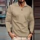 thumbnail image 1 of pstuiky camisas de manga larga para hombre, Camisa informal de color liso con cremallera y manga larga y cuello alto para hombre top de hombre l, 1 of 6
