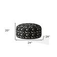 thumbnail image 4 of HomeRoots 518254 20 x 24 x 24 in. Black Cotton Round Animal Print Pouf Ottoman, 4 of 5