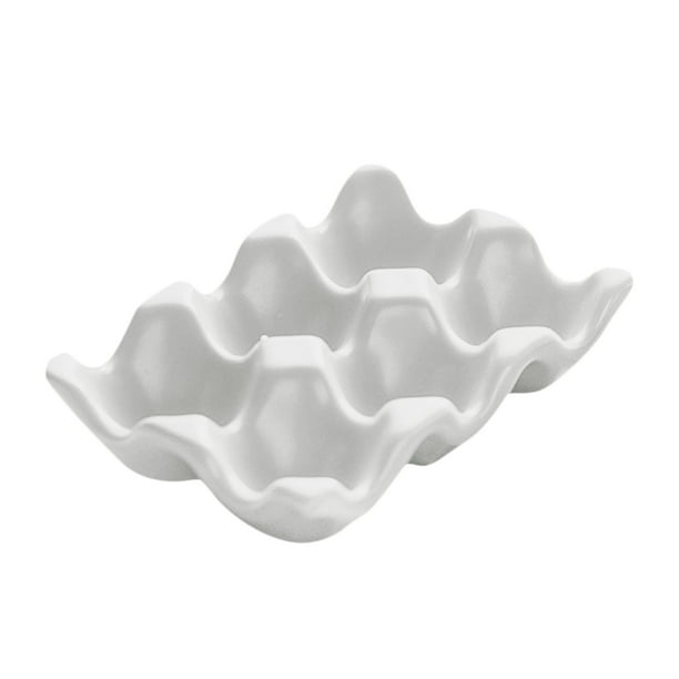 Soporte para bandeja de huevos con 6 agujeros, capacidad para 6 huevos frescos, organizador antideslizante para huevos, celosía de almacenamiento para Blanco BLESIY Soporte para bandeja de huevos
