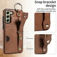thumbnail image 5 of Allytech Wallet Case for Samsung Galaxy S22, [Card Slot] [Ring Buckle] [Adjustable Wristband with Snap Buckles] Premium PU Leather Kickstand Shockproof Case Cover for Women Men - Brown, 5 of 10