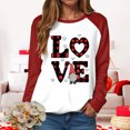 thumbnail image 5 of HCNTES Womens Girls Valentines Day Long Sleeve Love Heart Print Top Sweatshirt Spring Casual Round Neck T-Shirt Fashion Comfortable Leisure Pullover(A-Brick Red,3XL), 5 of 9