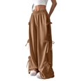 thumbnail image 3 of Women'S Loose Sweatpants Elastic Waist Casual Wide Leg Pants with Pockets Y2K Travel Pants Brown M, 3 of 7