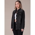 thumbnail image 2 of Unique Bargains Women's Frayed Hem Long Sleeve Lightweight Denim Jacket 2XL Black, 2 of 7