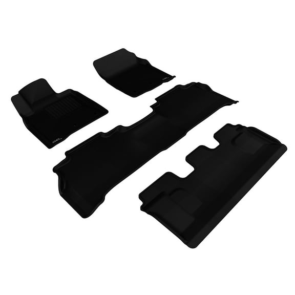 3D MAXpider Custom Fit KAGU Floor Mat (BLACK) for 2008-2011 LEXUS LX570-1ST ROW 2ND ROW 3RD ROW