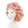 thumbnail image 3 of Neoyler Women's Double Layer Satin Bonnet Sleep Cap Wide Brimmed Hat with Adjustable Strap for Hair Care Anti Frizz Prevents Hair Loss Protects Curls and Skin Friendly Oversized for All Head Sizes, 3 of 4