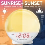 Westclox 5 White Electric Sunrise Simulator Alarm Clock with Digital LED Display and Dimmable Nightlight