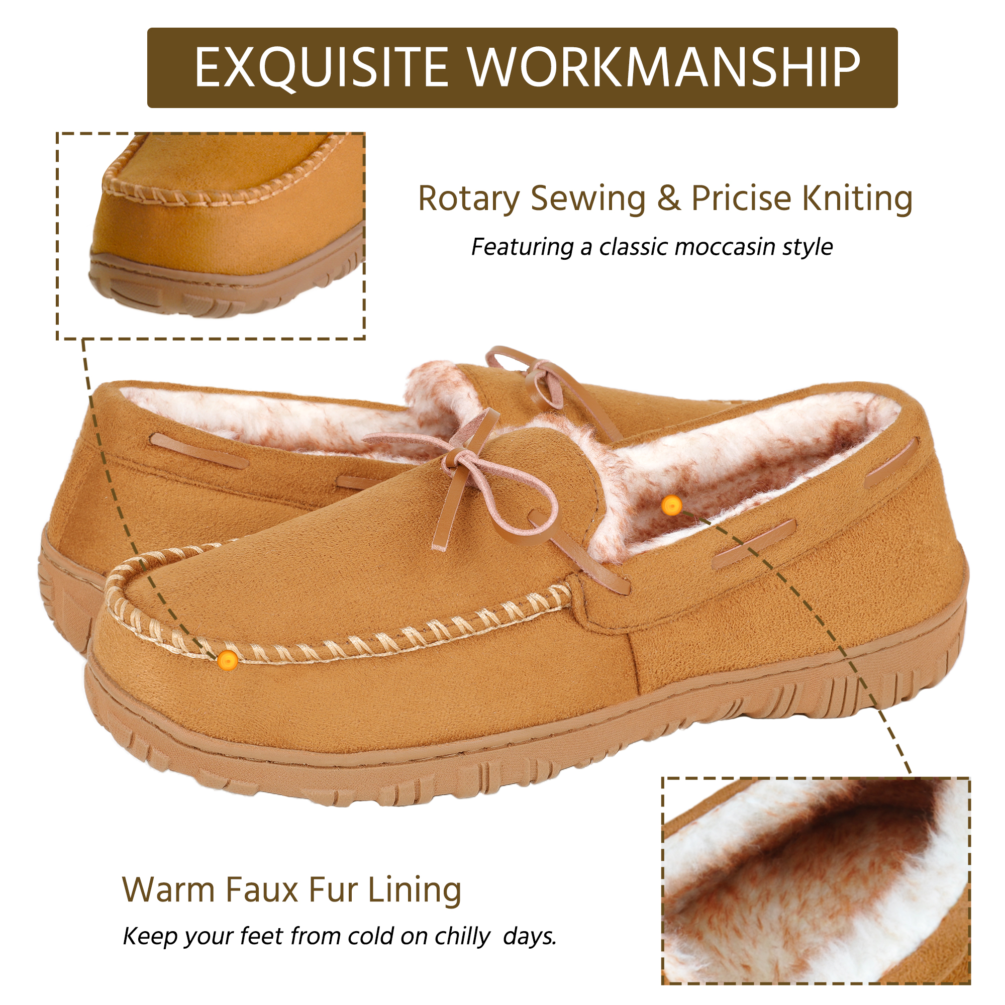 HOMEHOT Men's Moccasin Slippers with Memory Foam photo 3