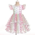 thumbnail image 2 of IDOPIP Toddler Party Dress Girls Butterfly Daisy sequins Princess Dress Ruffle Tulle Tutu Wedding Dress, 2 of 9