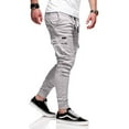 thumbnail image 2 of Men's High Waist Cargo Pants with Drawstring and Pockets Casual Solid Color Long Trousers for Sports and Fitness White XXL, 2 of 4