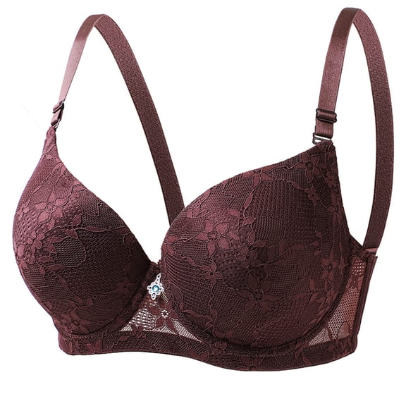 Fatuov Full Coverage Wire Bras for Women Supportive Solid Color Soft Everyday Bra for Running, Push Up Lightly Lined Bra 40B, Coffee