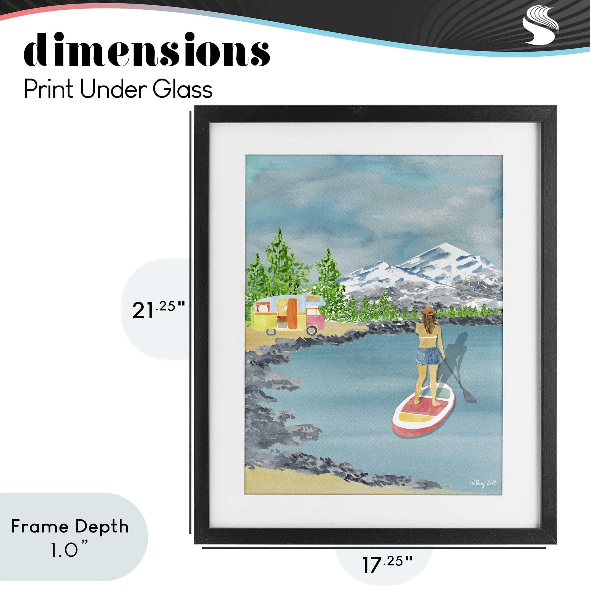 Stupell Industries Lake Tahoe Paddle Boarding Black Framed Print Under Glass, design by Hillary Holt