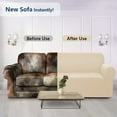 thumbnail image 5 of iCOVER One Piece High Stretch Couch Cover, Large Sofa Slipcover, fit seat with 60 to 80 inches, Machine Washable Spandex Jacquard Fabric, Non-Slip Furniture Protector (Ivory), 5 of 5