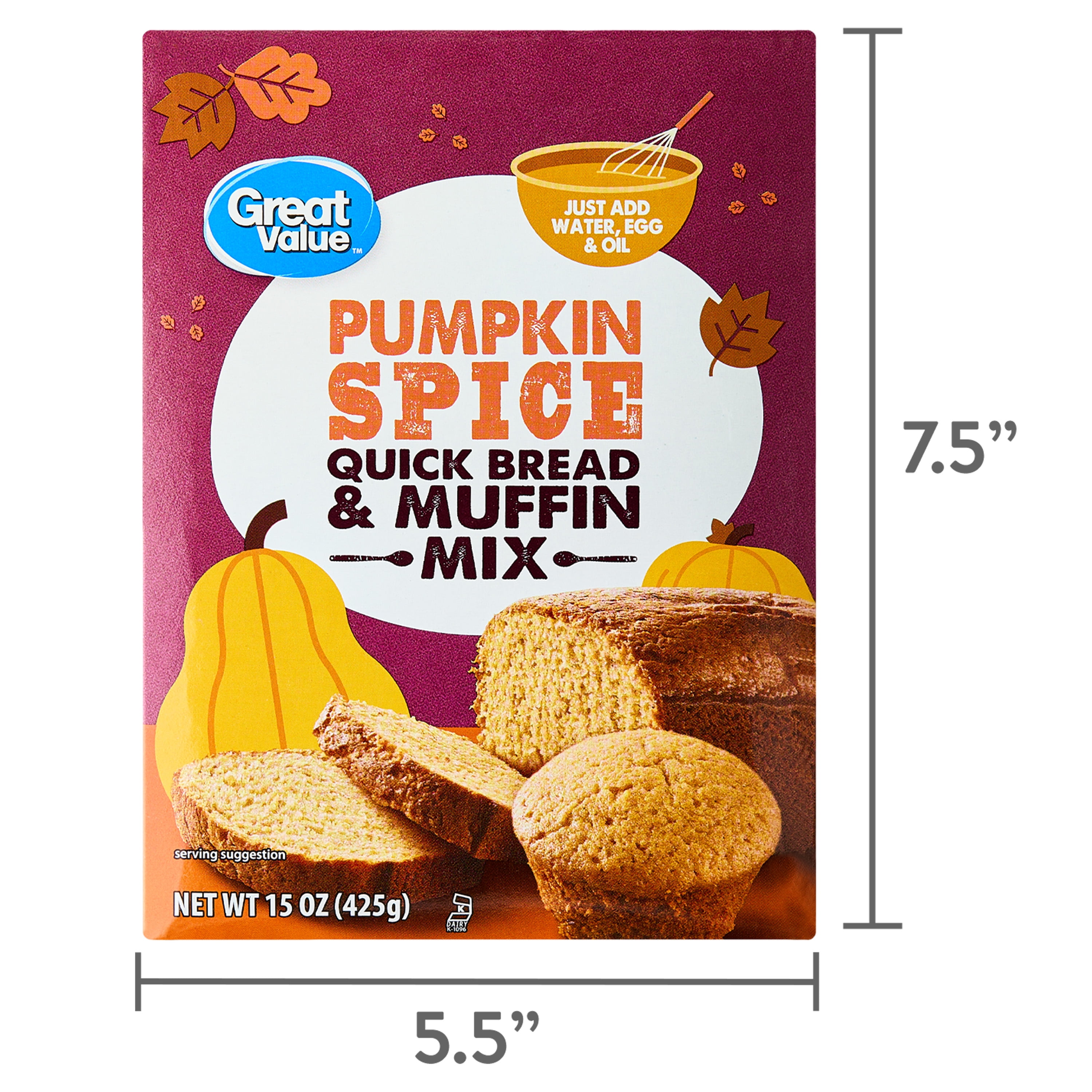 (4 pack) Great Value Pumpkin Spice Quick Bread & Muffin Mix, 15 oz