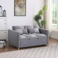 thumbnail image 2 of 3 in 1 Convertible Pull Out Sofa Bed, Teddy Sleeper Sofa Couch with Adjustable Backrest, Loveseat with Pull Out Bed for Living Room, Grey, 2 of 6