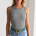 thumbnail image 5 of WAYUTE Tank Tops for Women Casual Striped Print Round Neck Sleeveless Slim Fit Nightwear Breathable Basic Top Summer Holiday, 5 of 6