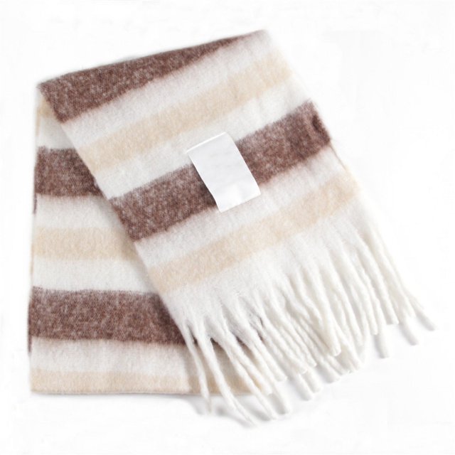 Bufanda de otoño e invierno con diseño de cachemira y cuadros de arcoíris, bufanda gruesa con barba para mujer, chal cálido, bufanda de moda