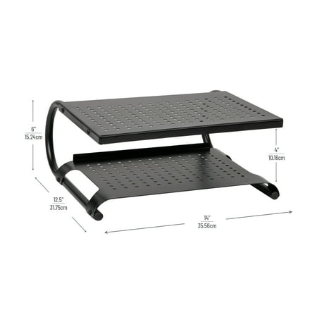 Mind Reader - Monitor Stand Riser 2 Tier Metal - Black