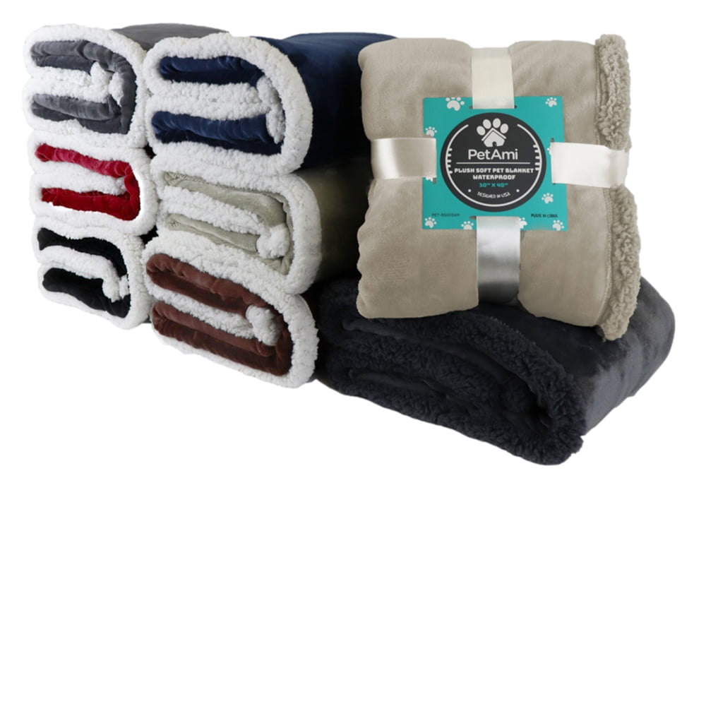 PetAmi Waterproof Dog Blanket for Small Medium Dog Puppy Cat Throw for Couch Cover Leakproof Protection, Sherpa Fleece, Reversible Soft Washable 29x40 Brown