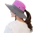 thumbnail image 6 of Women's Ponytail Sun Hat UV Protection Collapsible Mesh Wide Brim Beach Fishing Hat Women's UV Protection Wide Brim Sun Hats, 6 of 7