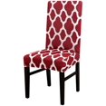 thumbnail image 1 of Dining Chair Cover Set Stretch Spandex Short Dining Chair Slipcovers Removable Washable Decorative Chair Protector Seat Covers for Dining Room Home Wedding Banquet Hotel Decor (Red+White, 2 Pack), 1 of 8