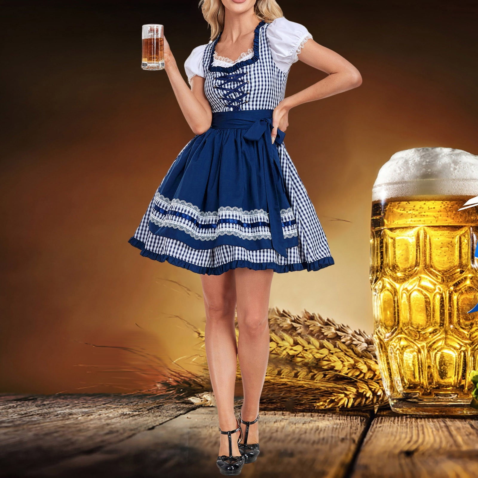 white christmas dresses Women's German Dirndl Dress Costumes for Traditional Bavarian Oktoberf –  Kate Kasin main image 1