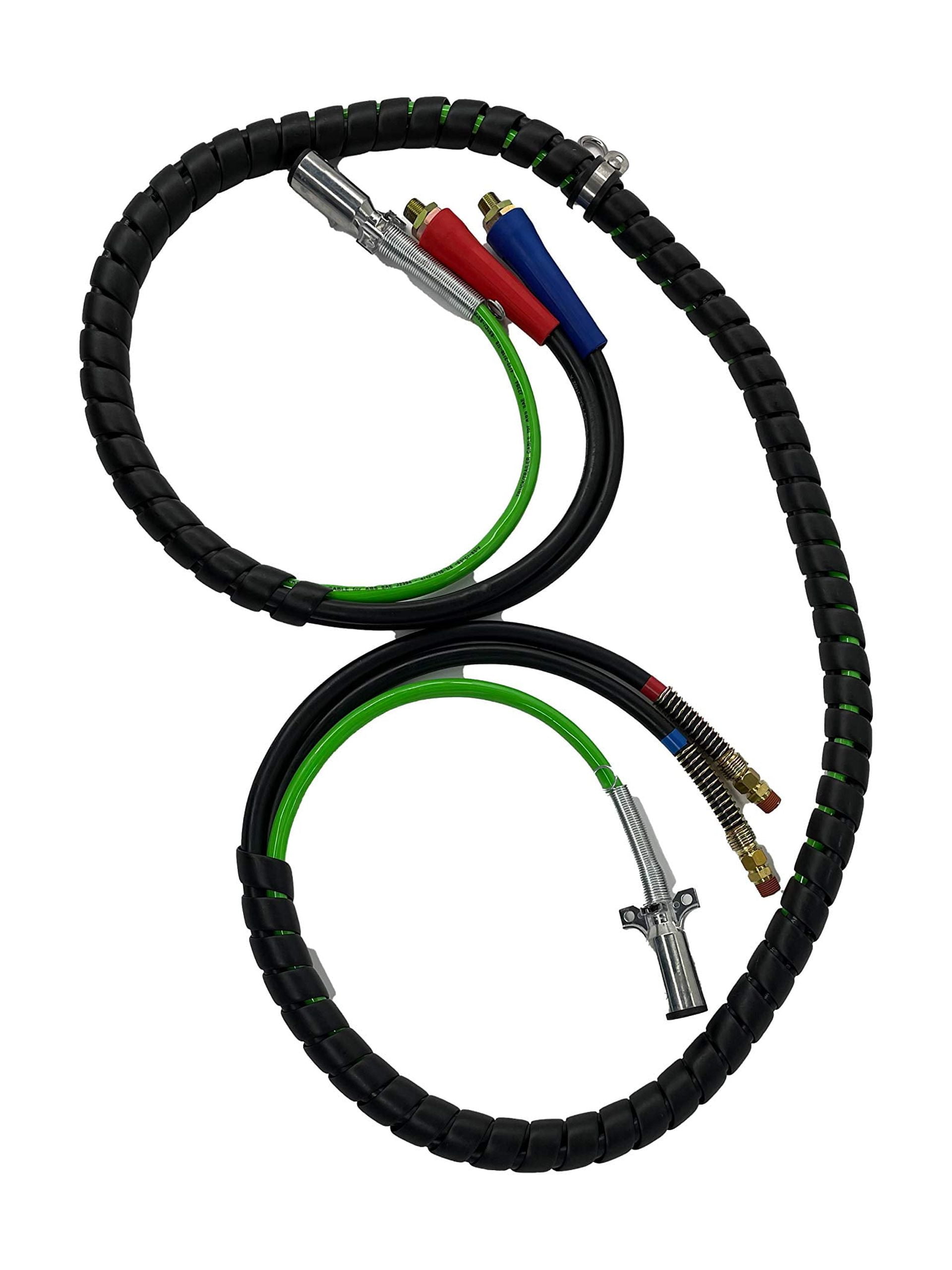 TORQUE 12ft 3 in 1 ABS & Power Air Line Hose Kit Airline Air Hose Wrap 7 Way Electrical Cable Air Lines with Handle Grip Airlines for Semi Truck Trailer Tractor (TR813212)