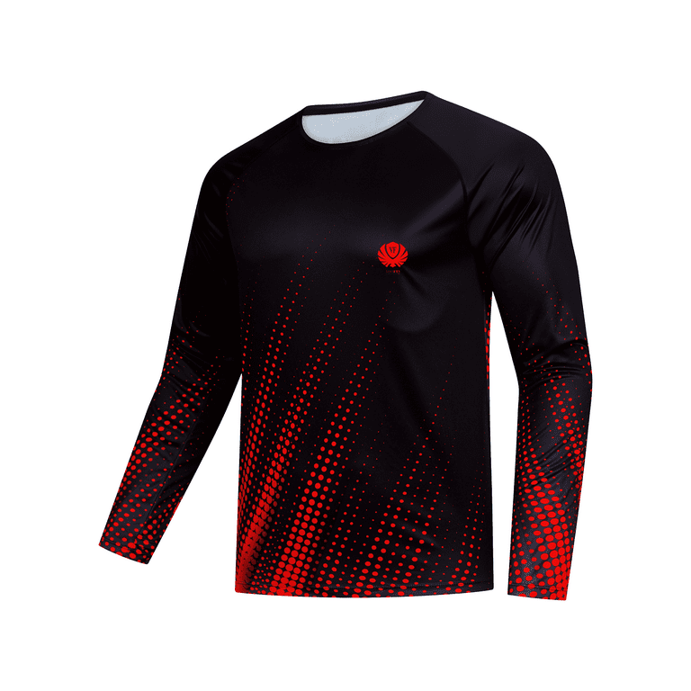 Voofly UPF 50 Sun Protection Clothing Men Fishing Shirts for Men Long  Sleeve Black Red S 