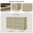 thumbnail image 4 of SICOTAS 53.6" Wide 6 Drawer Modular Rattan Dresser for Bedroom, Long Chest of Drawers with Pop-Up Drawers%& Unique Rattan Design, Amber Oak, 4 of 11