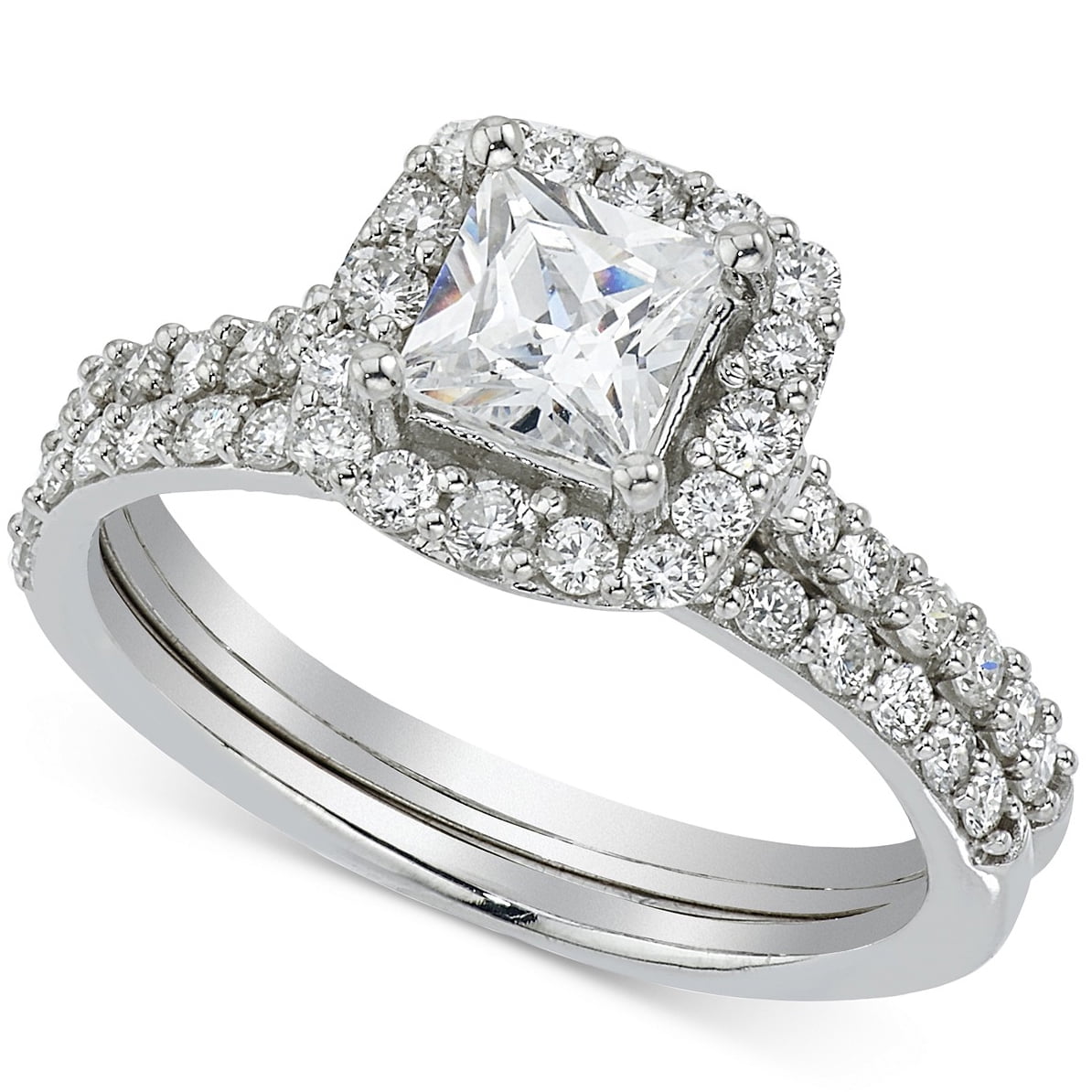 2 CT 14K Yellow Gold Princess Cut Diamond Engagement Ring With Wedding Band Set 