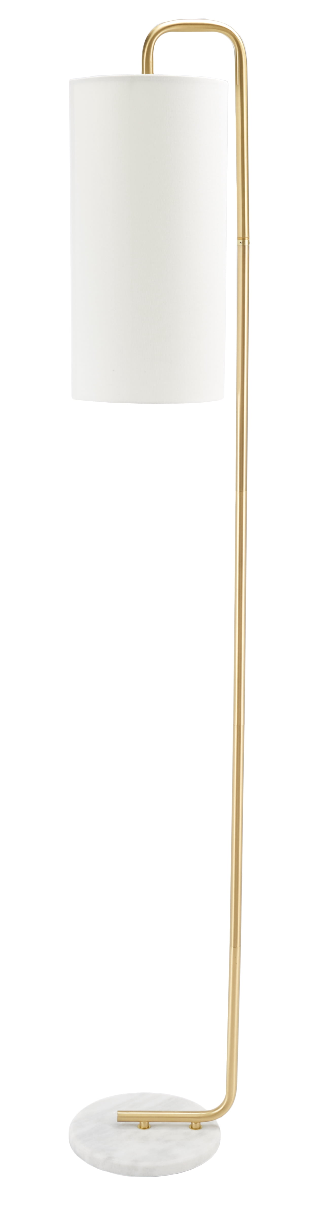 SAFAVIEH Troilus 64 in. Modern White Ceramic Floor Lamp with White Linen Shade, 7.00 x 10.00 x 64.00