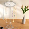 thumbnail image 4 of YIMWNYI Rotating Acrylic Necklace Organizer with Hooks, Clear Jewelry Stand for Necklaces, Chains, Pendants, Bracelets, and Rings, 360° Rotating Display Tree Rack, 4 of 7