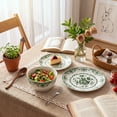 thumbnail image 3 of Onader 12 Piece Tableware Set, Rose Floral Dinnerware Set for 4, Ceramic Plates and Bowls Sets for Home Kitchen Restaurant, Scratch Resistant & Microwave Safe, Green, 3 of 9