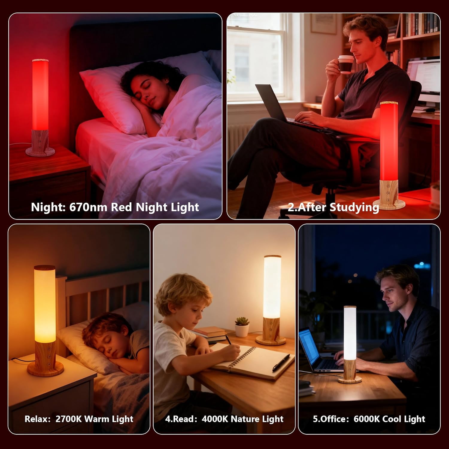 670nm Red Light Therapy Lamp, 10000 Lux Sun Simulation Light to Improve Sleep Quality & Relieve Blues